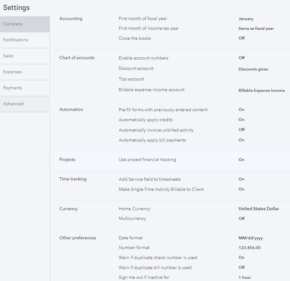 Advanced Company Settings