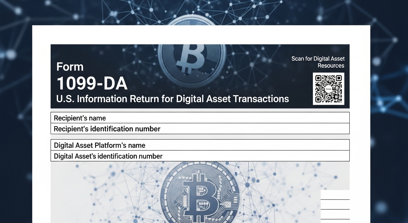 Conceptual image of Form 1099-DA featuring a digital asset motif