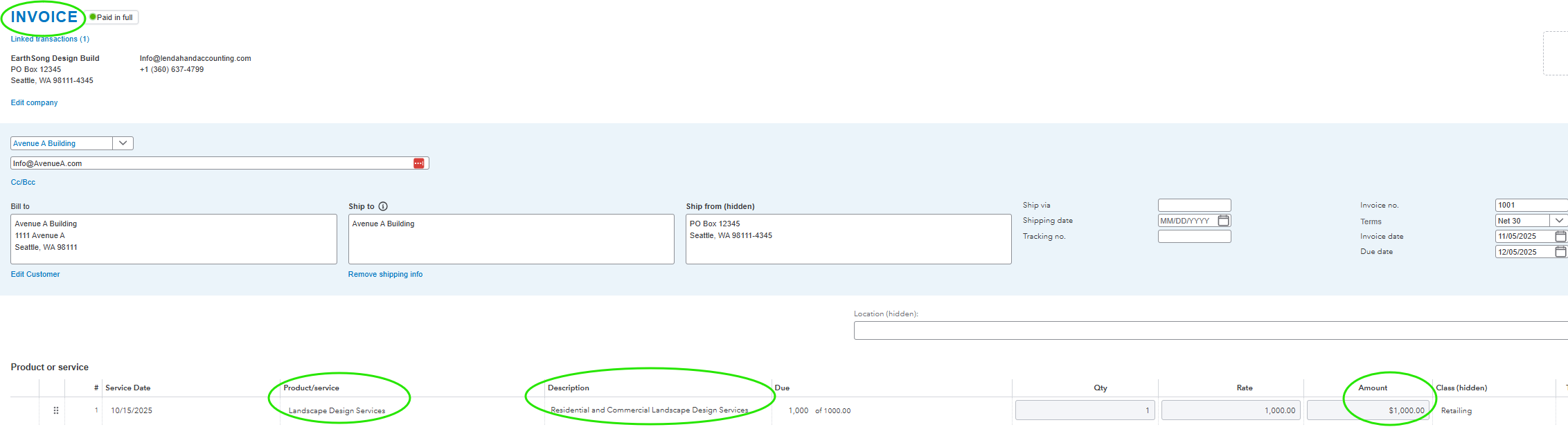 Creating an Invoice for a Service in QuickBooks Online