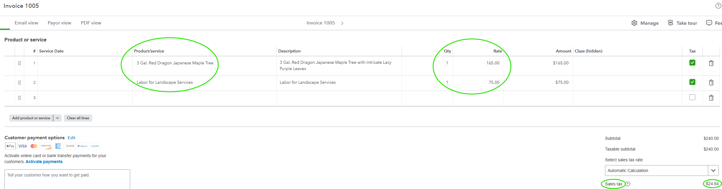 Original Paid Invoice with Service and Inventory Items to Refund